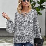 Animal print βουάλ μπλούζα