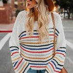 Λεπτό πουλόβερ με πολύχρωμες ρίγες