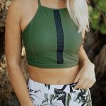 Χακί tankini με ρίγα μαύρη