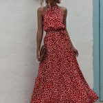 Πουά κόκκινο maxi φόρεμα