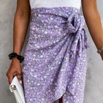 Floral φούστα με διακοσμητικό δέσιμο