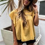 Linen top με βολάν