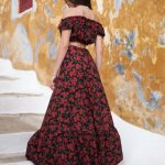 Φλοράλ gypsy σετ με maxi φούστα μαύρο