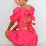 Φούξια φόρεμα με φιόγκους