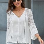 Embroidered boho πουκάμισο λευκό