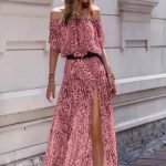 Maxi leopard έξωμο φόρεμα