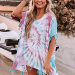 Tie dye καφτάνι με κρόσσια