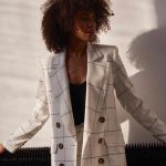 Λευκό καρώ blazer