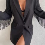Fringed μαύρο σακάκι