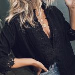 Μαύρο Boho romantic πουκάμισο