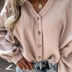 Balloon cuff λινό πουκάμισο μπεζ