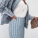 Γαλάζια tweed φούστα