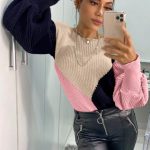 Color blocking πουλόβερ