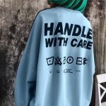 Printed longline φούτερ γαλάζιο