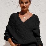 Knitted V neck πουλόβερ μαύρο