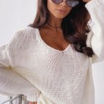 Cozy V neck πουλόβερ off white