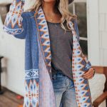 Πολύχρωμη μακρυμάνικη ζακέτα