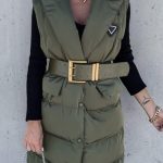 Puffy longline parka χακί