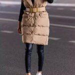 Puffy longline parka μπεζ