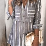 Ριγέ σεμιζιέ φόρεμα