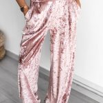 Casual velvet παντελόνι ροζ