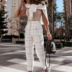 Office καρώ παντελόνι