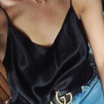 Satin lingerie top μαύρο