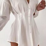 Λευκό φόρεμα πουκάμισο