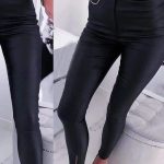 Slim line leather παντελόνι μαύρο