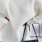 Turtleneck φαρδύ πουλόβερ λευκό