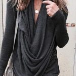 Κρουαζέ μακρυμάνικο τοπ ανθρακί