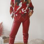 Ankle length δερμάτινο παντελόνι μπορντώ