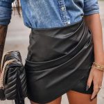 Leather wrap φούστα μαύρη