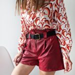 A line leather σορτς