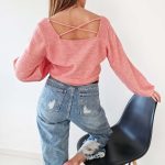 Ζακέτα με cut outs pastel ροζ