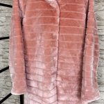 Eco fur long coat ροζ