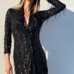 Glam fringe blazer μαύρο