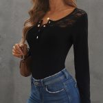 Lace detail τοπ μαύρο