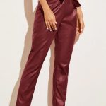 Ψηλόμεσο δερμάτινο παντελόνι μπορντώ