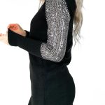 Sequin sleeve details φόρεμα