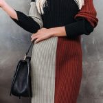 Τρίχρωμο rib φόρεμα