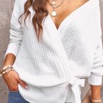 Wrap μακρυμάνικη ζακέτα λευκή