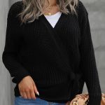 Wrap μακρυμάνικη ζακέτα μαύρη