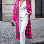 Καρώ πολύχρωμο πανωφόρι ροζ