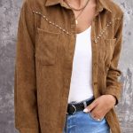 Κοτλέ πουκάμισο με τρουκς καφέ