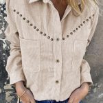 Κοτλέ πουκάμισο με τρουκς μπεζ