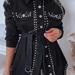 Denim φόρεμα με τρουκς μαύρο