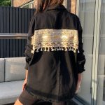 Denim shirt με κέντημα μαύρο