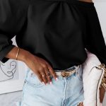 Μπλούζα με κορδόνι στο λαιμό μαύρο