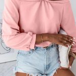 Μπλούζα με κορδόνι στο λαιμό ροζ